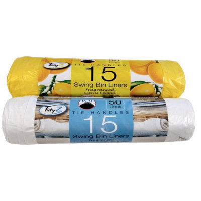 Tidyz Swing Bin Liners (Pack Of 15) Yellow/white (One Size) from B&Q