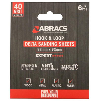  - Abracs Hook & Loop Delta Sanding Sheets (Pack Of 6) Brown (40G)