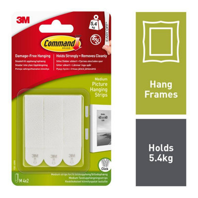 Command Picture Hanging Strips (Pack Of 4) White (M) from B&Q