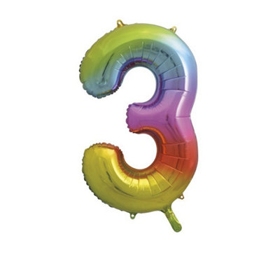 Unique Party 3 Number Foil Balloon Multicoloured (One Size) from B&Q