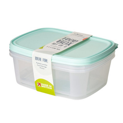 B&Q -  Everyday 3L Food Storage Box (Pack Of 2) Clear/light Blue (One Size)