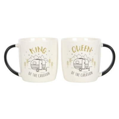 Something Different King And Queen Caravan Mug Set (Pack Of 2) White/black (One Size)