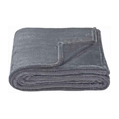 Brand Lab Fleece Plain Blanket Charcoal (200Cm X 150Cm) from B&Q