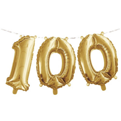 Creative Party Banner 100Th Birthday Foil Balloon Gold (One Size) from B&Q