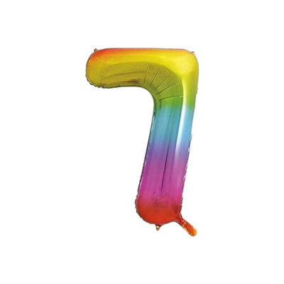 Unique Party 7 Glitz Number Balloon Rainbow (One Size) from B&Q