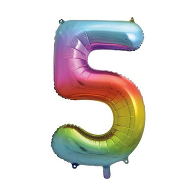 Unique Party 5 Glitz Number Balloon Rainbow (One Size) from B&Q