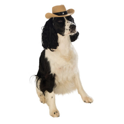 Bristol Novelty Cowboy Hat Dog Costume Cream/black (M-L) from B&Q