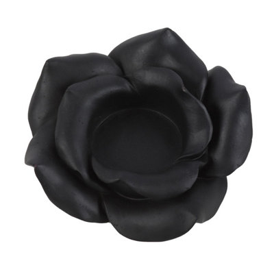  - Something Different Rose Resin Tealight Holder Black (One Size)