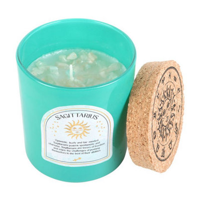 Something Different Unisex Mid Blue Sagittarius Ylang Ylang & Amber Turquoise Chips Scented Candle In - Image 3
