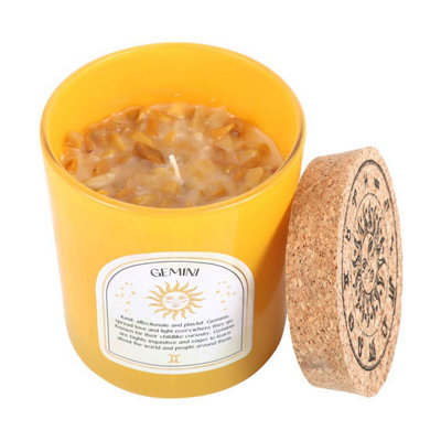 B&Q Something Different Gemini Lavender & Cedarwood Citrine Scented Candle Yellow/Brown (One Size) Lavender/Yellow/Brown