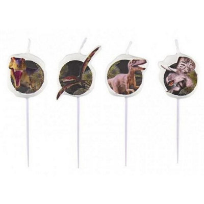 Amscan Dinosaur Attack Pick Candles (Pack Of 4) Multicoloured (One Size) from B&Q