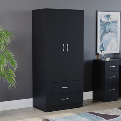 Lassic Vida Designs Riano 2 Door 2 Drawer Wardrobe, Black