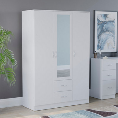 Lassic Vida Designs Riano 3 Door 2 Drawer Mirrored WardrobeWhite from B&Q