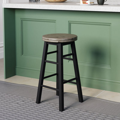 Lassic Black Chef Vida Wooden Revolving Bar Stool