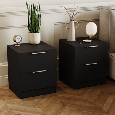 Lassic Vida Designs Trega Black 2-Drawer Bedside Chest Engineered Wood(H)410mm X (W)390mm X (D)280mmSet Of 2 from B&Q