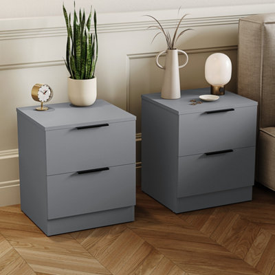 Lassic Vida Designs Trega Grey 2-Drawer Bedside Chest Engineered Wood(H)410mm X (W)390mm X (D)280mmSet Of 2 from B&Q
