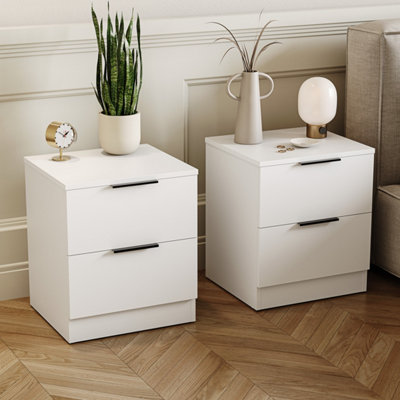 Lassic Vida Designs Trega White 2-Drawer Bedside Chest Engineered Wood(H)410mm X (W)390mm X (D)280mmSet Of 2 from B&Q