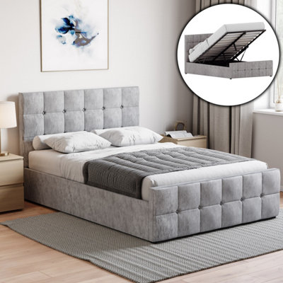 Lassic Vida Designs Valentina Double Ottoman BedCrushed Velvet Silver & Gel Memory Foam Pocket Spring MattressDouble from B&Q