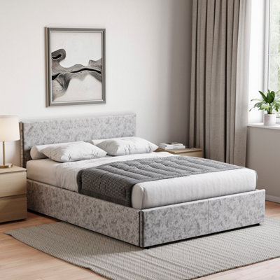 Lassic Vida Designs Veronica Double Ottoman BedSilver Velvet & Gel Memory Foam Pocket Spring MattressDouble from B&Q