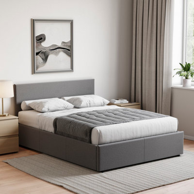 Lassic Vida Designs Veronica Double Ottoman BedDark Grey Linen & Gel Memory Foam Pocket Spring MattressDouble from B&Q