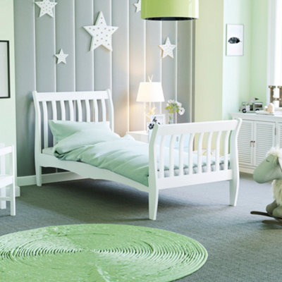 Lassic Junior Vida Orion Single Sleigh BedWhite & Gel Memory Foam Pocket Spring MattressSingle from B&Q