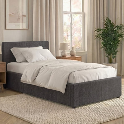 Lassic Vida Designs Veronica Single Ottoman BedDark Grey Linen & Gel Memory Foam Bonnell Spring MattressSingle from B&Q