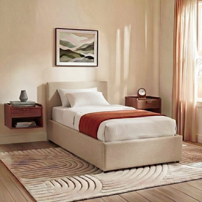 Lassic Vida Designs Veronica Single Ottoman BedBeige Linen & Gel Memory Foam Bonnell Spring MattressSingle from B&Q