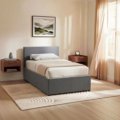 Lassic Vida Designs Veronica Single Ottoman BedLight Grey Linen & Gel Memory Foam Bonnell Spring MattressSingle from B&Q