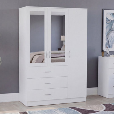 Lassic Vida Designs Riano 3 Door 3 Drawer Mirrored WardrobeWhite from B&Q