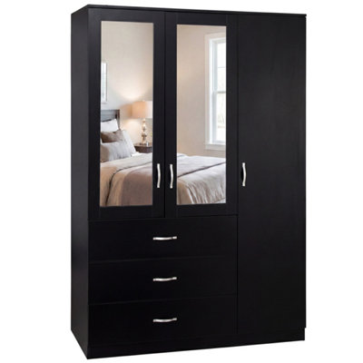 Lassic Vida Designs Riano 4 Door 3 Drawer Mirrored WardrobeBlack from B&Q