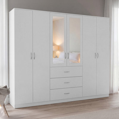 Lassic Vida Designs Riano 6 Door 3 Drawer Mirrored WardrobeWhite from B&Q
