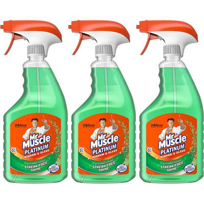 Mr Muscle Platinum Window & Glass Cleaner Trigger Spray, (Pack Of 3) 750Ml