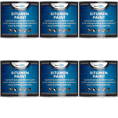 Bond It Black Bond-It Bitumen Paint Solvent-Borne Bituminous Paint Waterproofing - Pack Of 6 1L