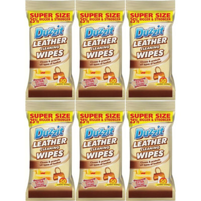Duzzit Leather Cleaning Wipes Clean & Protect 50 Wipes X 6