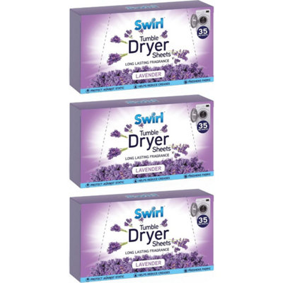 Swirl Tumble Dryer Laundry Sheets Lavender 35 Sheets X 3 from B&Q
