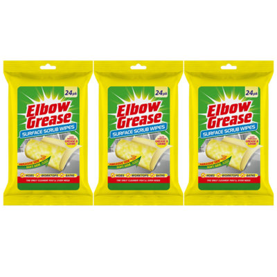 Elbow Grease Surface Scrub Cleaning Wipes 24 Pack - Pack Of 3