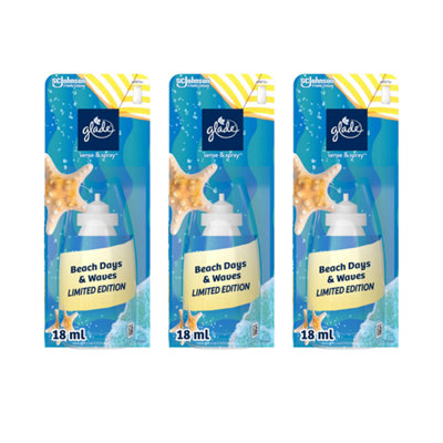 Glade Light Sense & Spray Air Freshener Refill Beach Days & Waves - Pack Of 3 18Ml