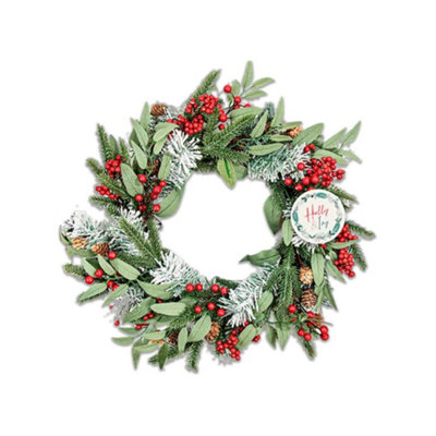 Frosted Berry And Pinecone Door Wreath from B&Q
