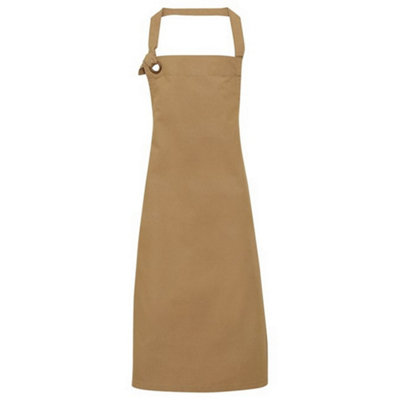  - Premier Unisex Adult Calibre Bibbed Apron Khaki (One Size)