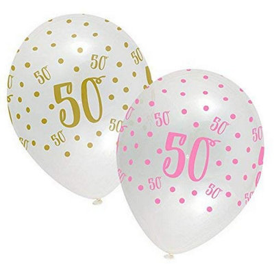Creative Party Latex 50Th Birthday Balloons (Pack Of 6) Multicoloured (One Size) from B&Q