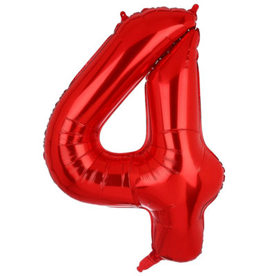  - Unique Party 4 Glitz Number Balloon Red (One Size)