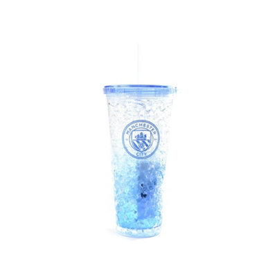  - Manchester City Fc Crest 600Ml Freezer Cup With Straw Blue (One Size)