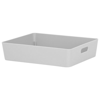 B&Q -  9.01 Rectangular Plastic Studio Basket Cool Grey (6Cm X 25Cm X 20Cm)