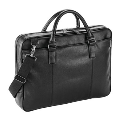  - Quadra Slimline Leather-Look Pu Laptop Bag Black (One Size)