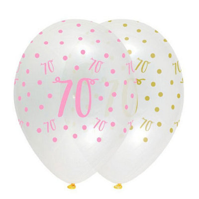 Creative Party Latex 70Th Balloons (Pack Of 6) Multicoloured (One Size) from B&Q