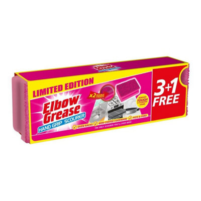 Elbow Grease Sponge Scourers (Pack Of 4) Pink (One Size) from B&Q
