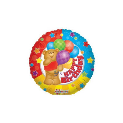 Teddy Bear Happy Birthday Foil Balloon Multicoloured (One Size) from B&Q