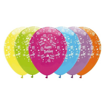 Creative Party Latex Printed Happy Birthday Balloons (Pack Of 6) Multicoloured (One Size) from B&Q