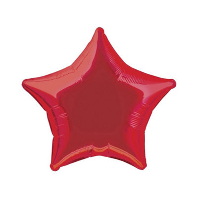 Unique Party Helium Star Foil Balloon Red (One Size) from B&Q