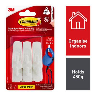Command Stick On Hook (Pack Of 18) White (One Size) from B&Q